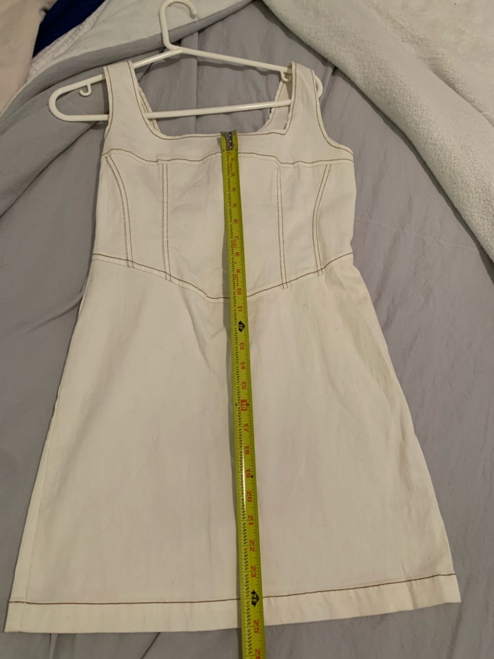 light denim Dress with Brown Contrast Stitching - Picture 9 of 12